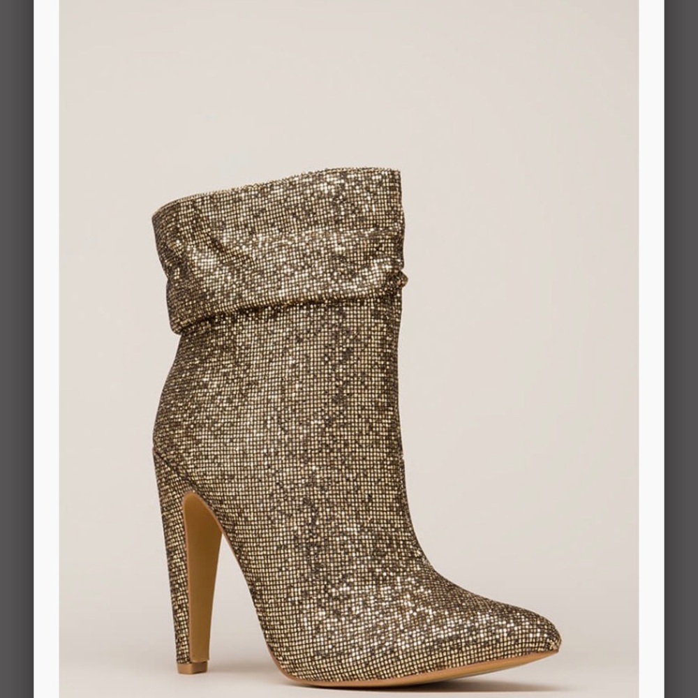 New Sparkly Slouchy Pointy Toe Booties